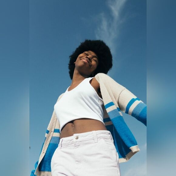 The Endery Cabin Cardigan | Crystal Lake Size XL/XXL in Tan and Blue NWT - Picture 12 of 16